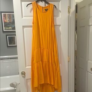 Maeve Orange High Low Sundress Scoop Neck Sleeveless